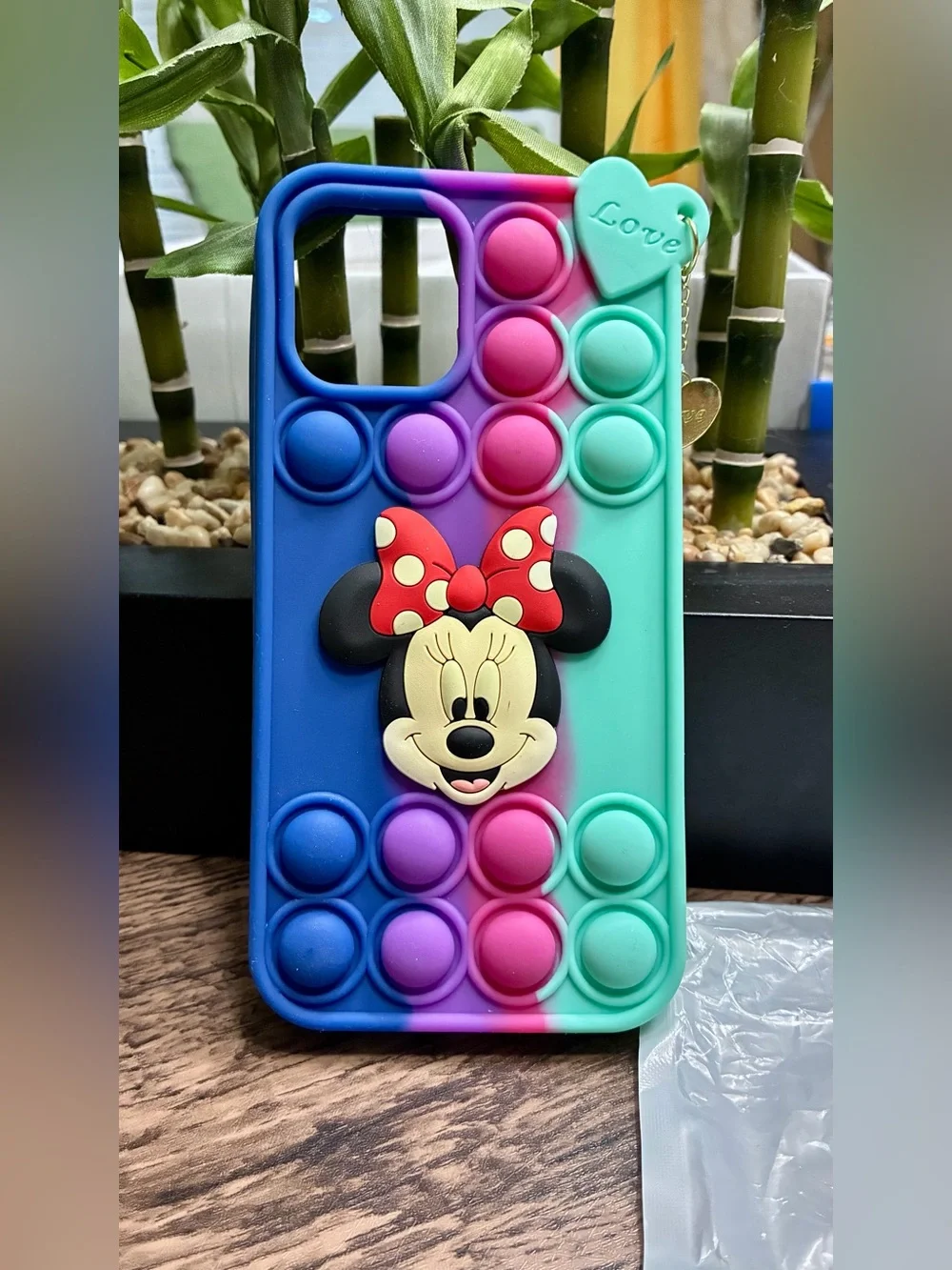 Colorful Pop-It iPhone Case 12 with Minnie Bow Charm
